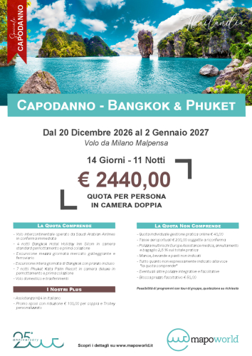 Capodanno - Bangkok e Phuket - Dal 20 Dicembre al 2 Gennaio