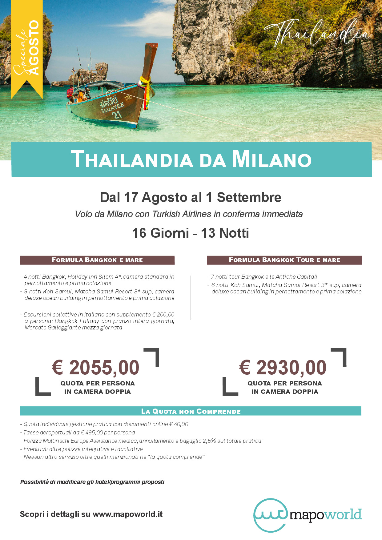 Thailandia da Milano - Dal 17 Agosto al 1 Settembre