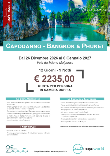 Capodanno - Bangkok e Phuket - Dal 26 Dicembre al 6 Gennaio