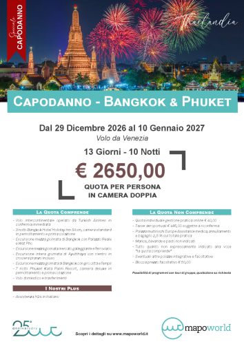 Capodanno - Bangkok e Phuket - Dal 29 Dicembre al 10 Gennaio