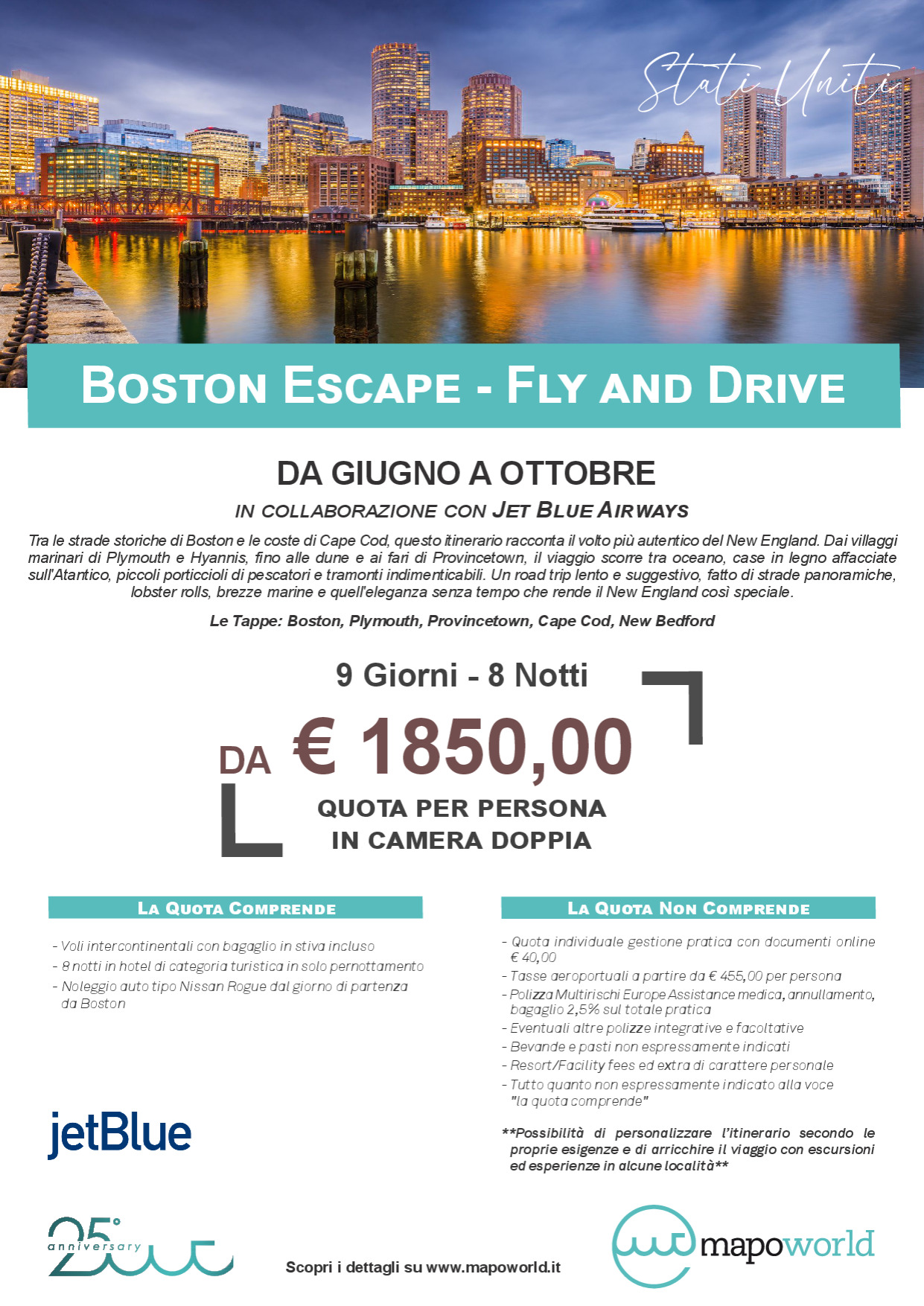Boston Escape - Fly and Drive